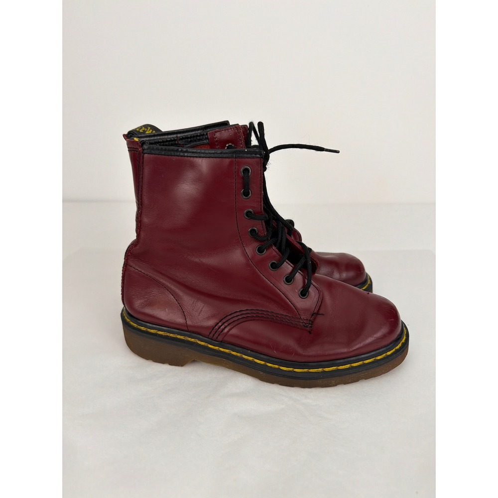 Dr. Martens 1460 Boots Size 4 Burgundy Made in England Leather Grunge Skater